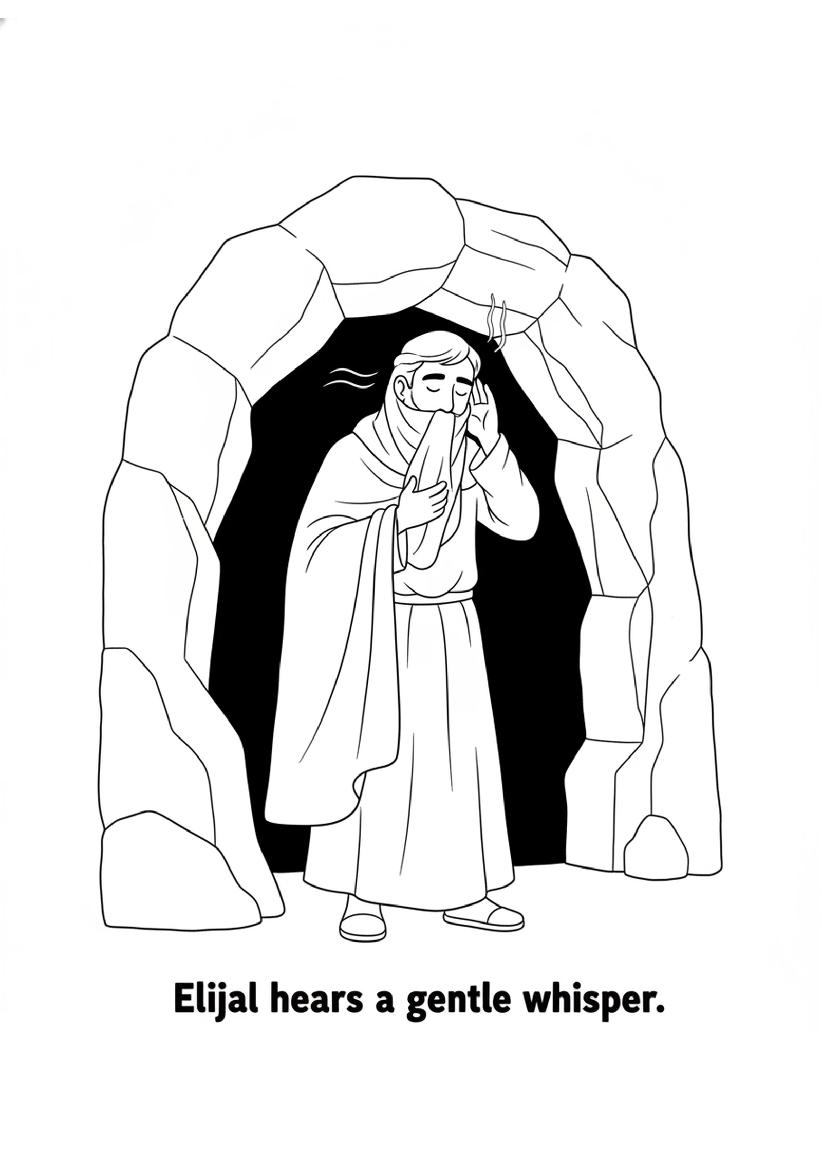 The Gentle Whisper on the Mountain — printable Bible coloring page from The Still Small Voice