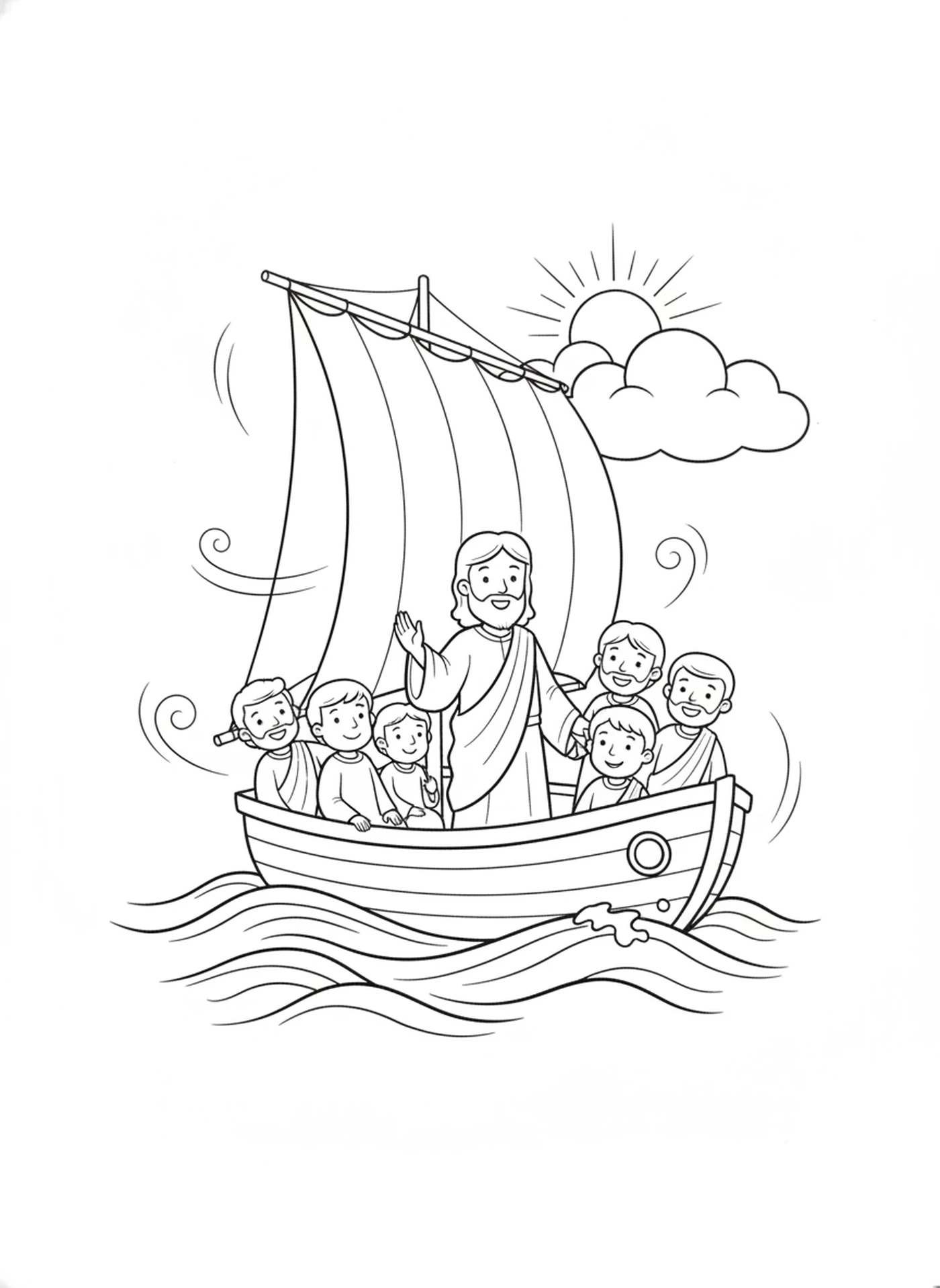 The Little Boat — printable Bible coloring page from Jesus Calms the Storm