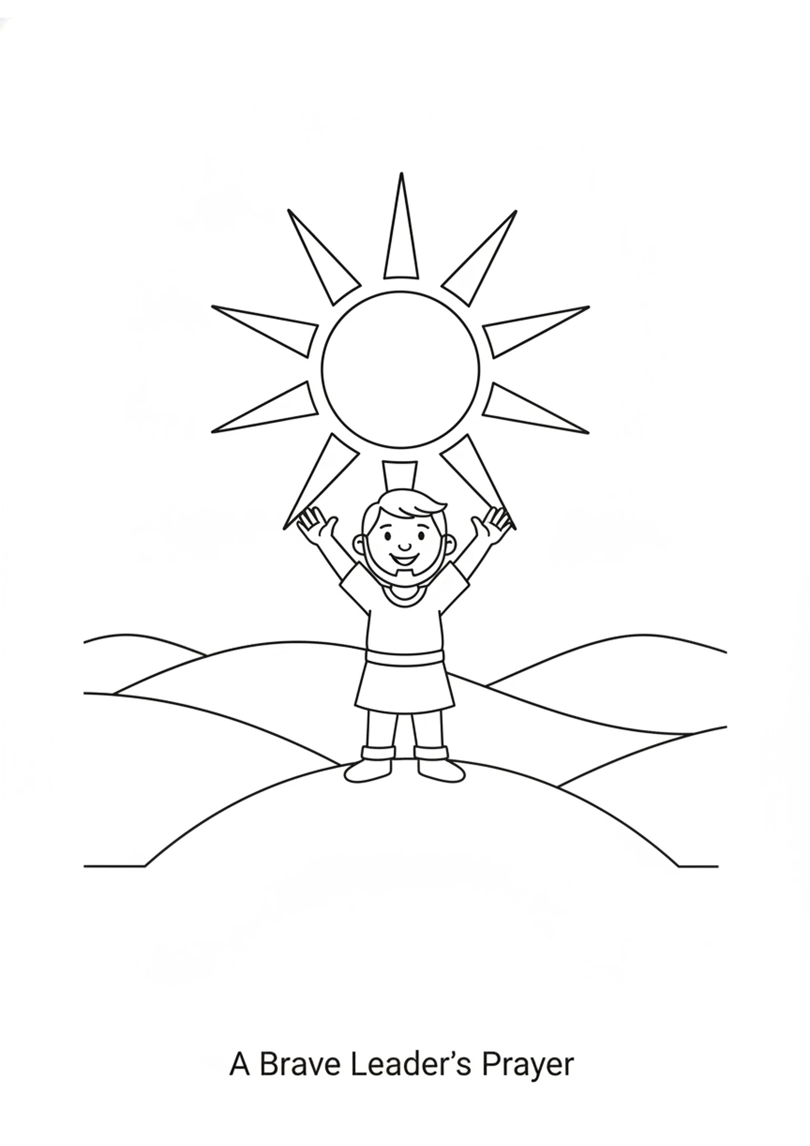 Joshua Prays to the Sun — printable Bible coloring page from The Sun Stands Still