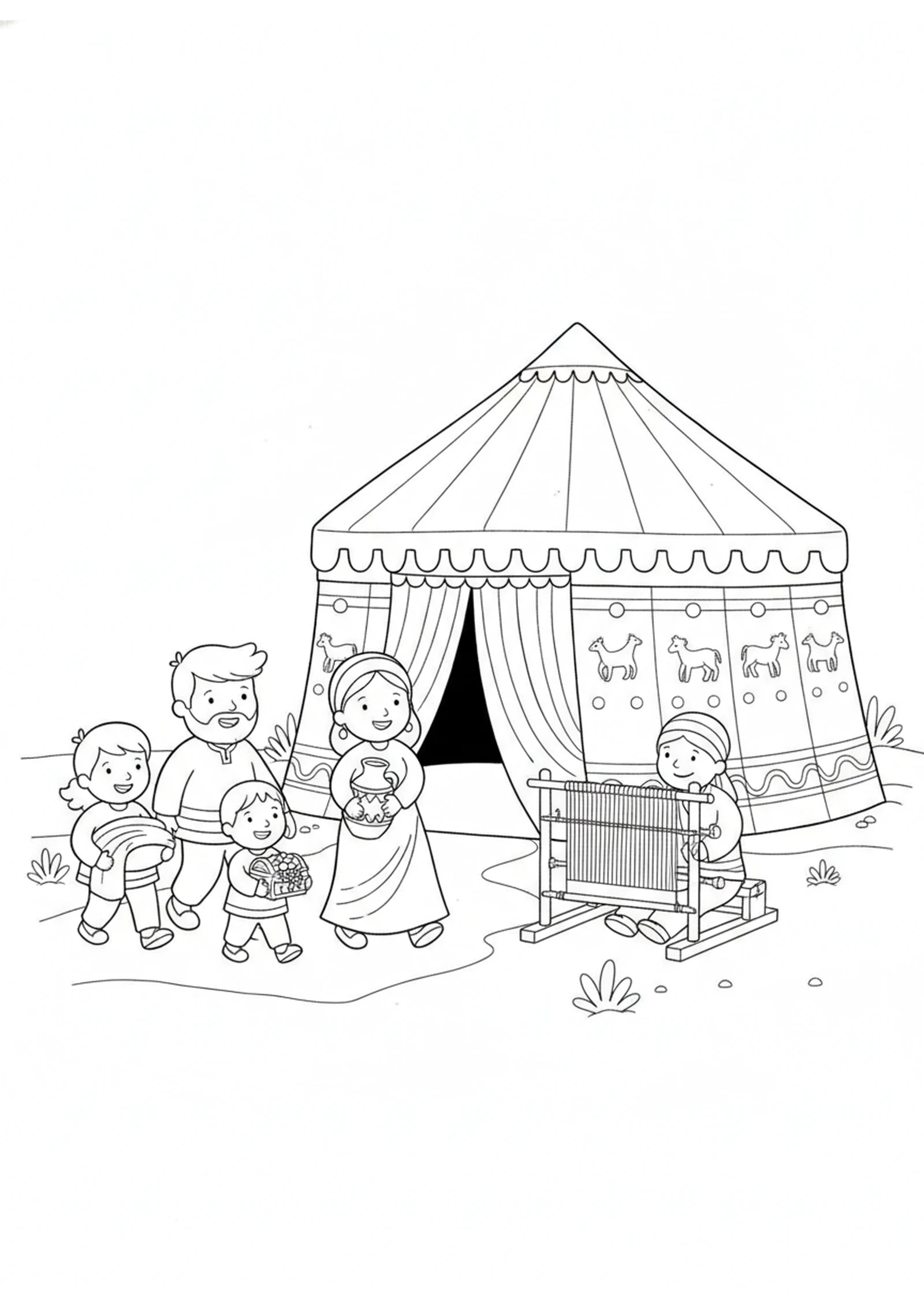 Gifts for God's Tent — printable Bible coloring page from Building the Tabernacle — God Moves In