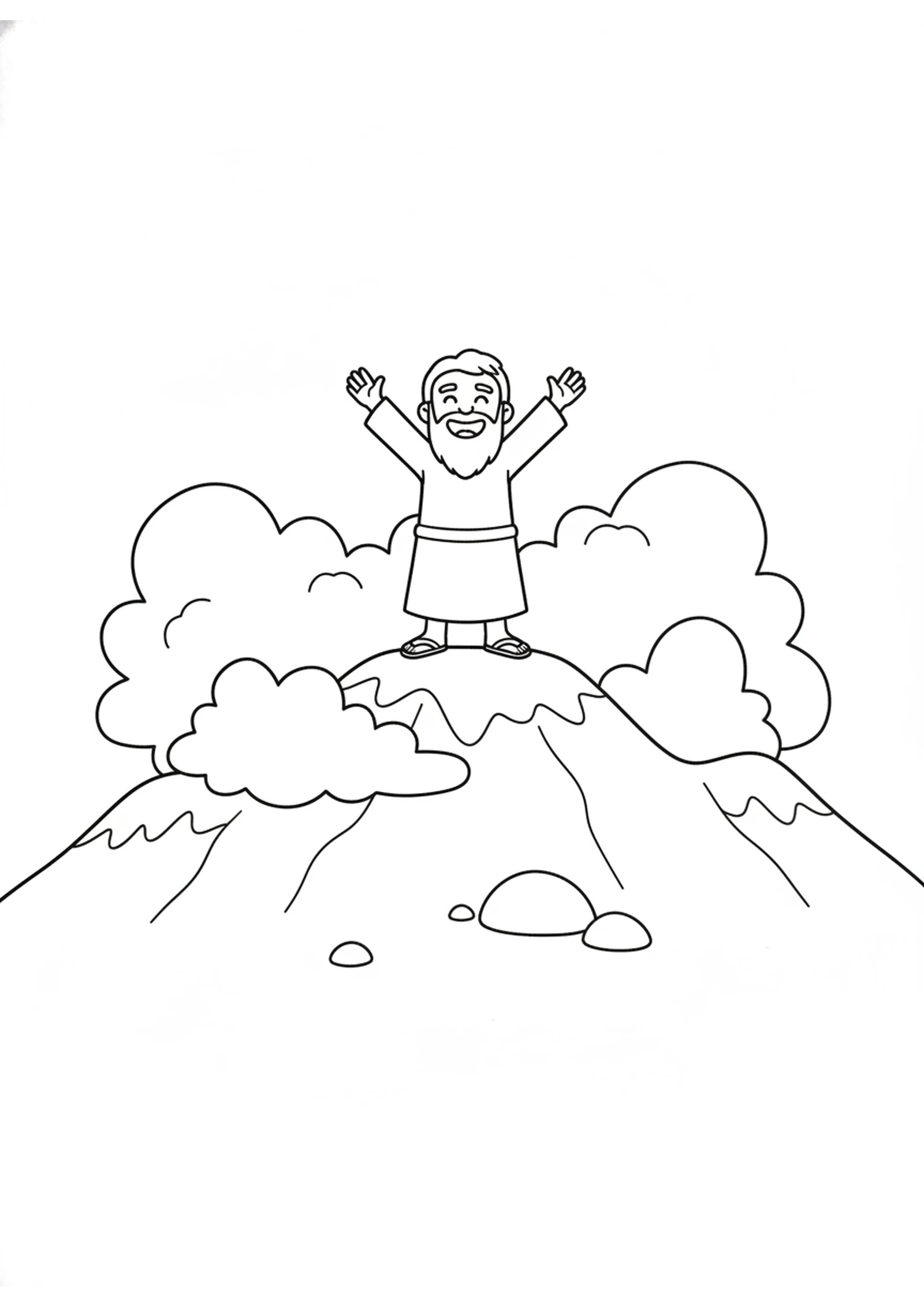 Moses on the Mountain — printable Bible coloring page from The Ten Commandments at Mount Sinai