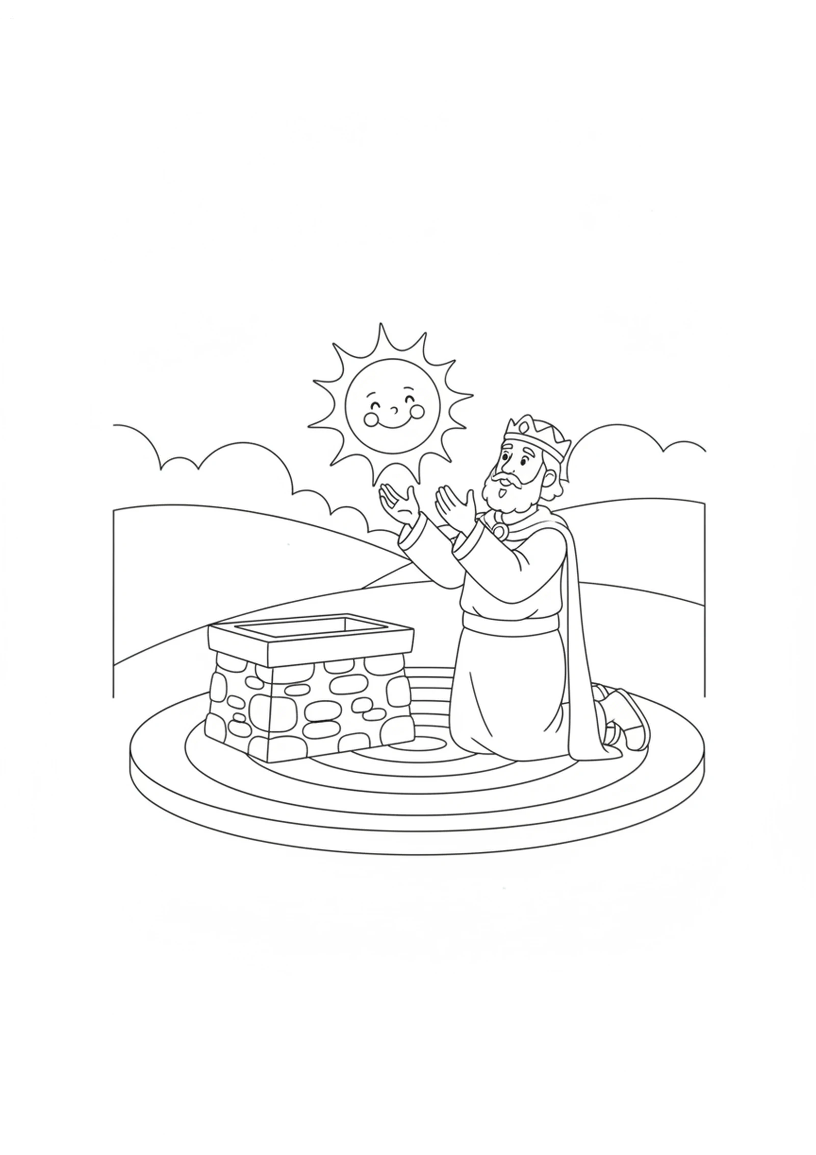 David on the Hilltop — printable Bible coloring page from David Buys the Threshing Floor