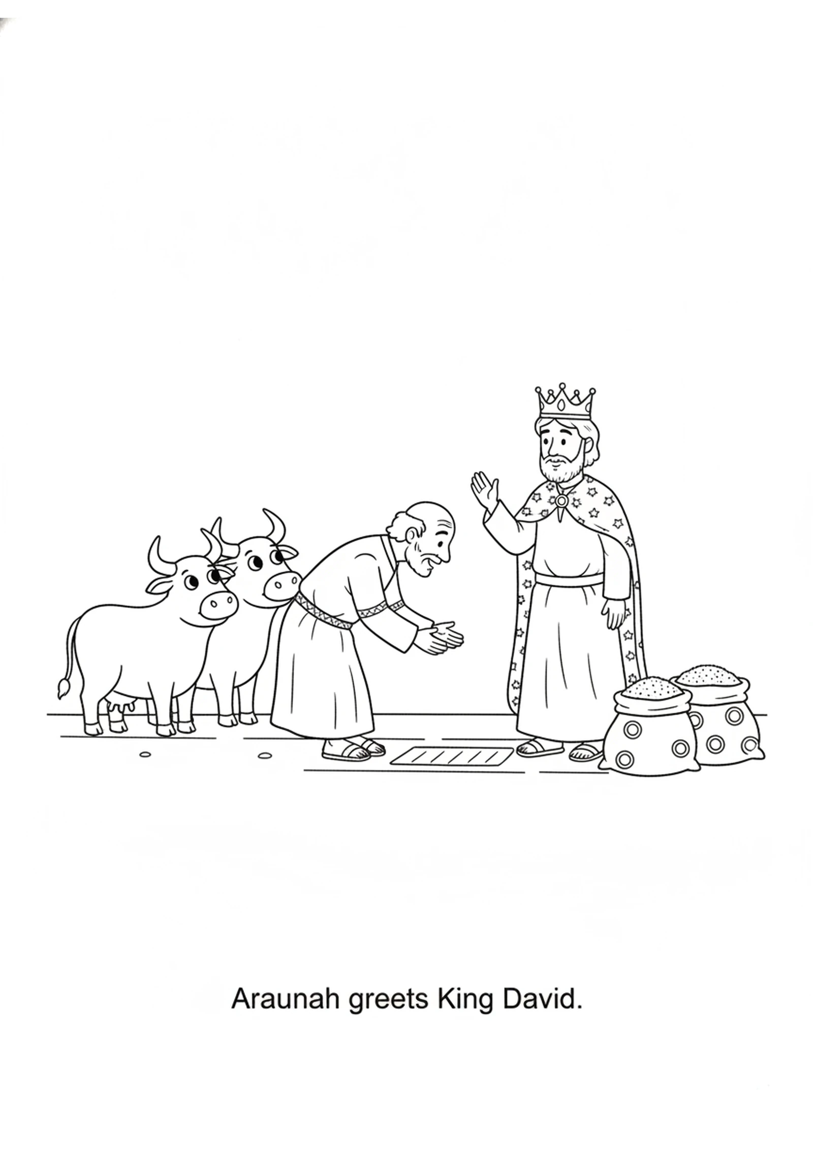 David Meets Araunah — printable Bible coloring page from David Buys the Threshing Floor