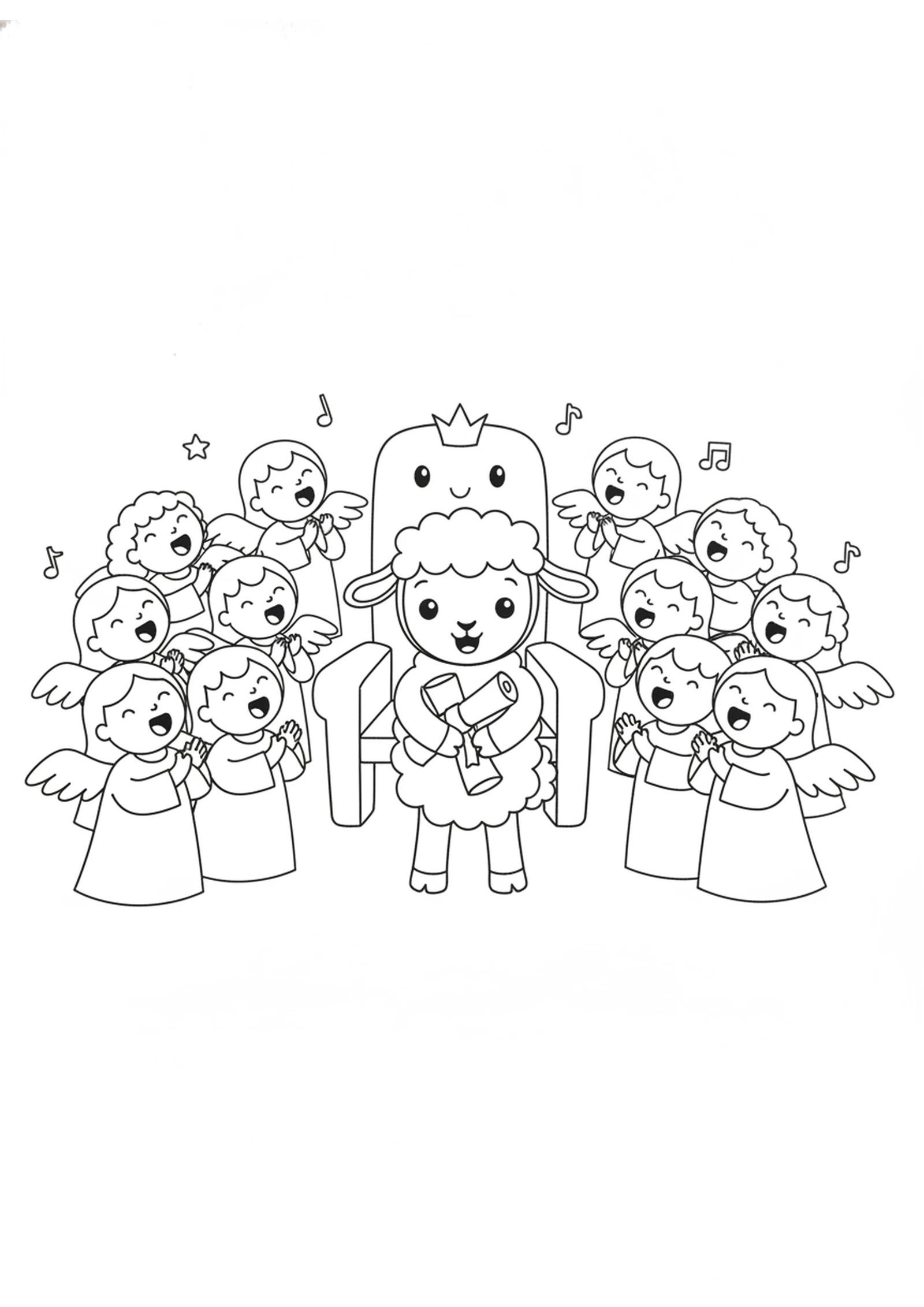 The Gentle Lamb — printable Bible coloring page from The Throne Room of Heaven