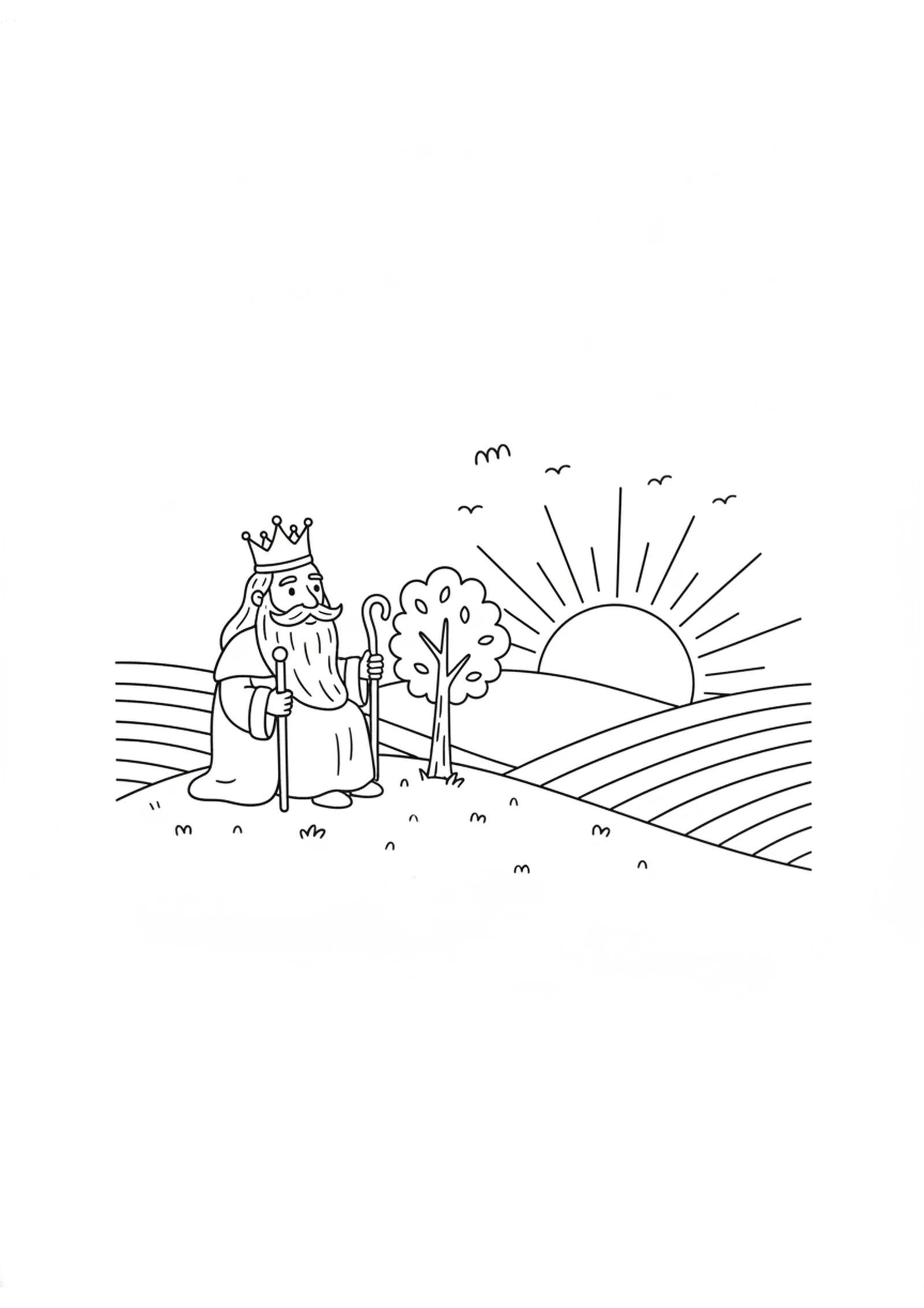 The Wise King and the Sunset — printable Bible coloring page from A Time for Everything