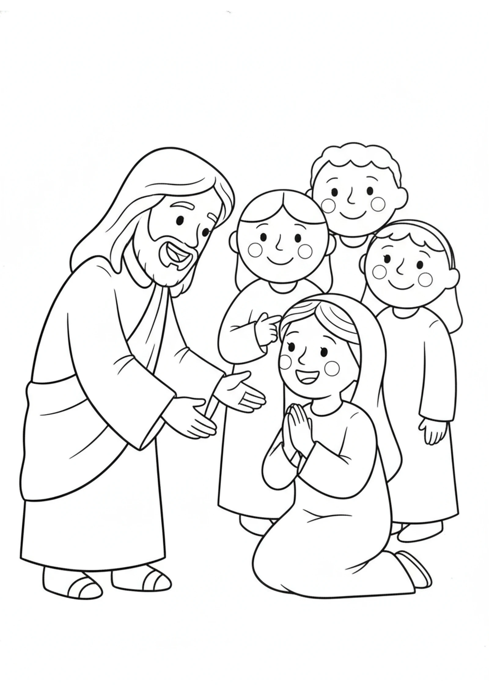 Go in Peace — printable Bible coloring page from The Woman Who Touched His Cloak
