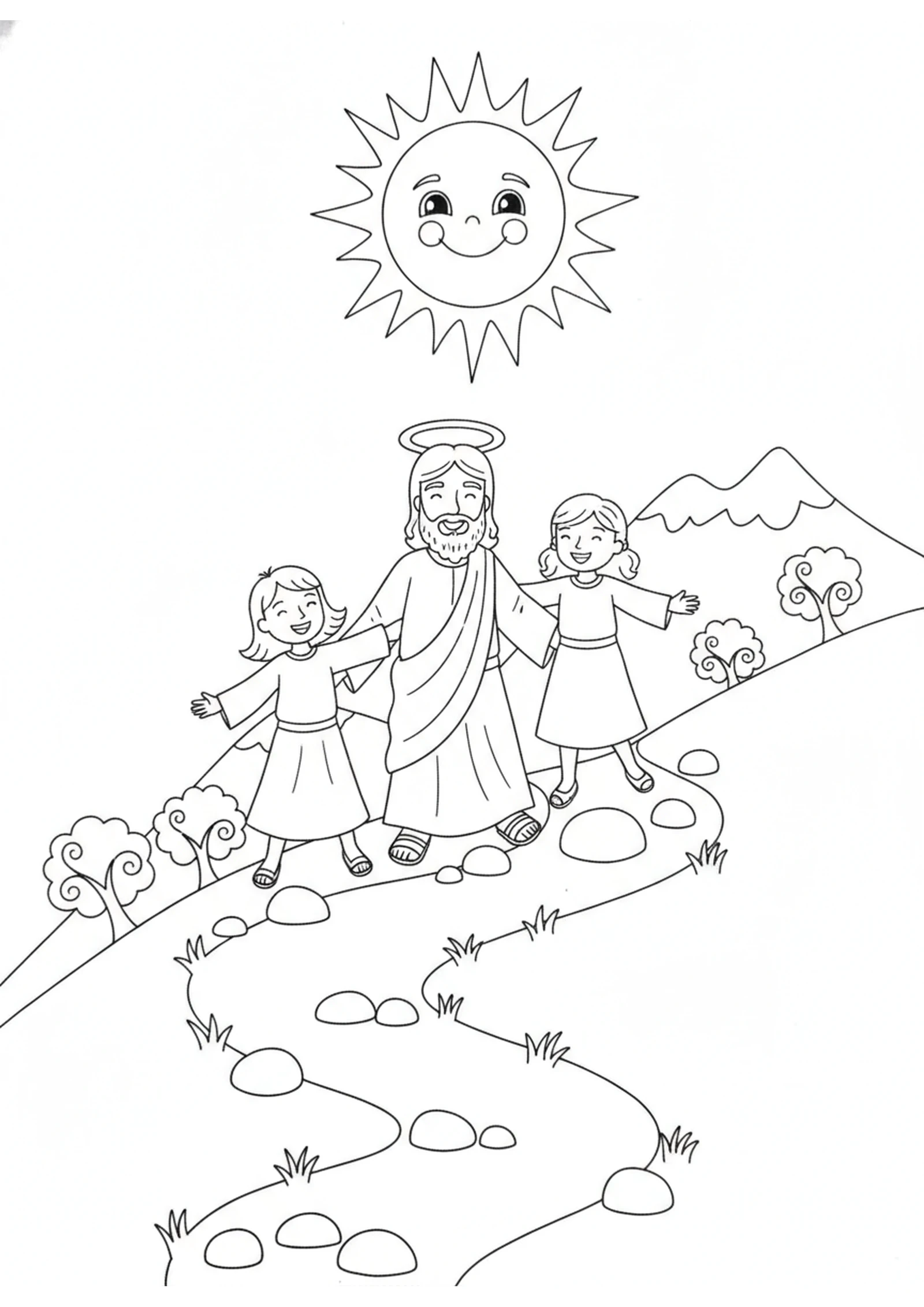 Climbing the Mountain — printable Bible coloring page from The Transfiguration