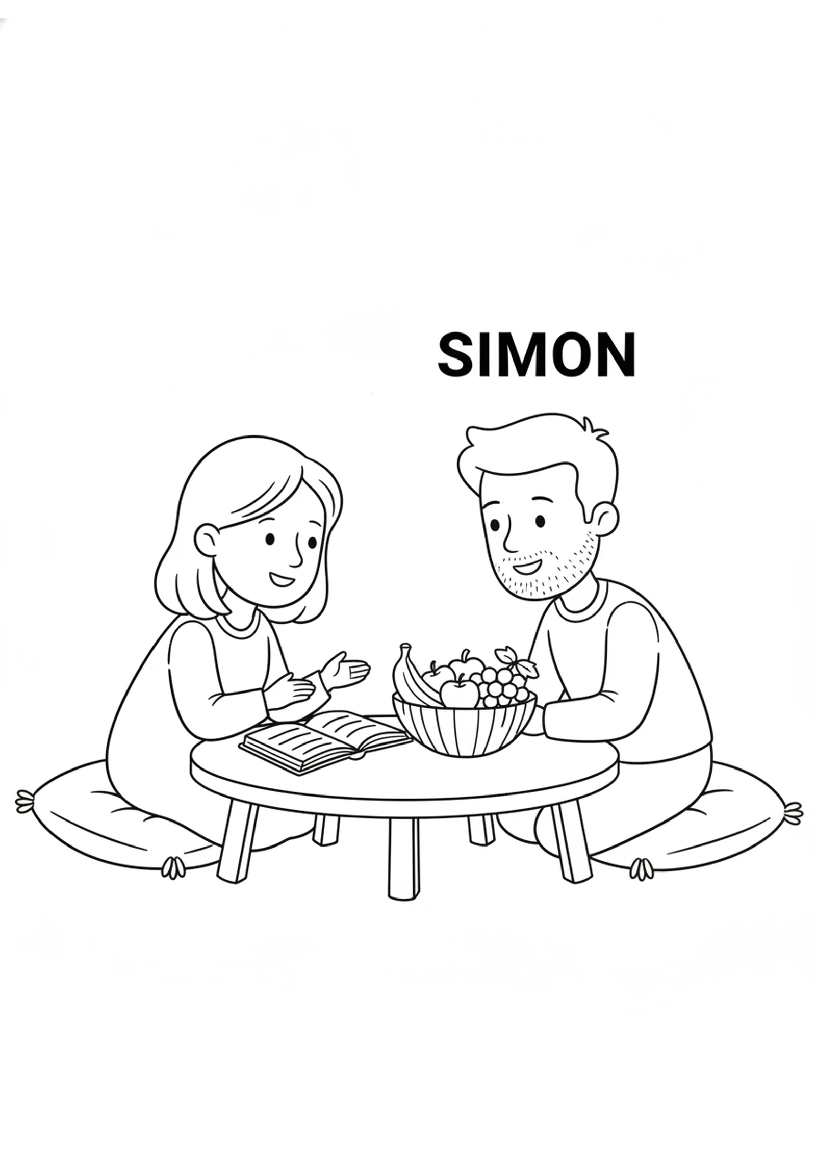 Jesus Tells the Story — printable Bible coloring page from The Two Debtors
