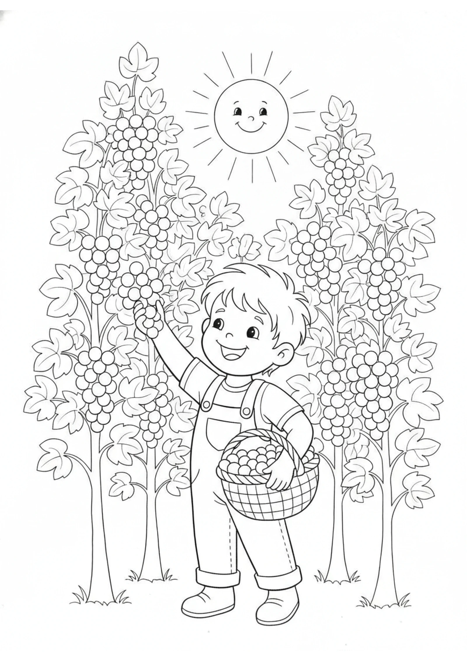 Working in the Vineyard — printable Bible coloring page from The Two Sons