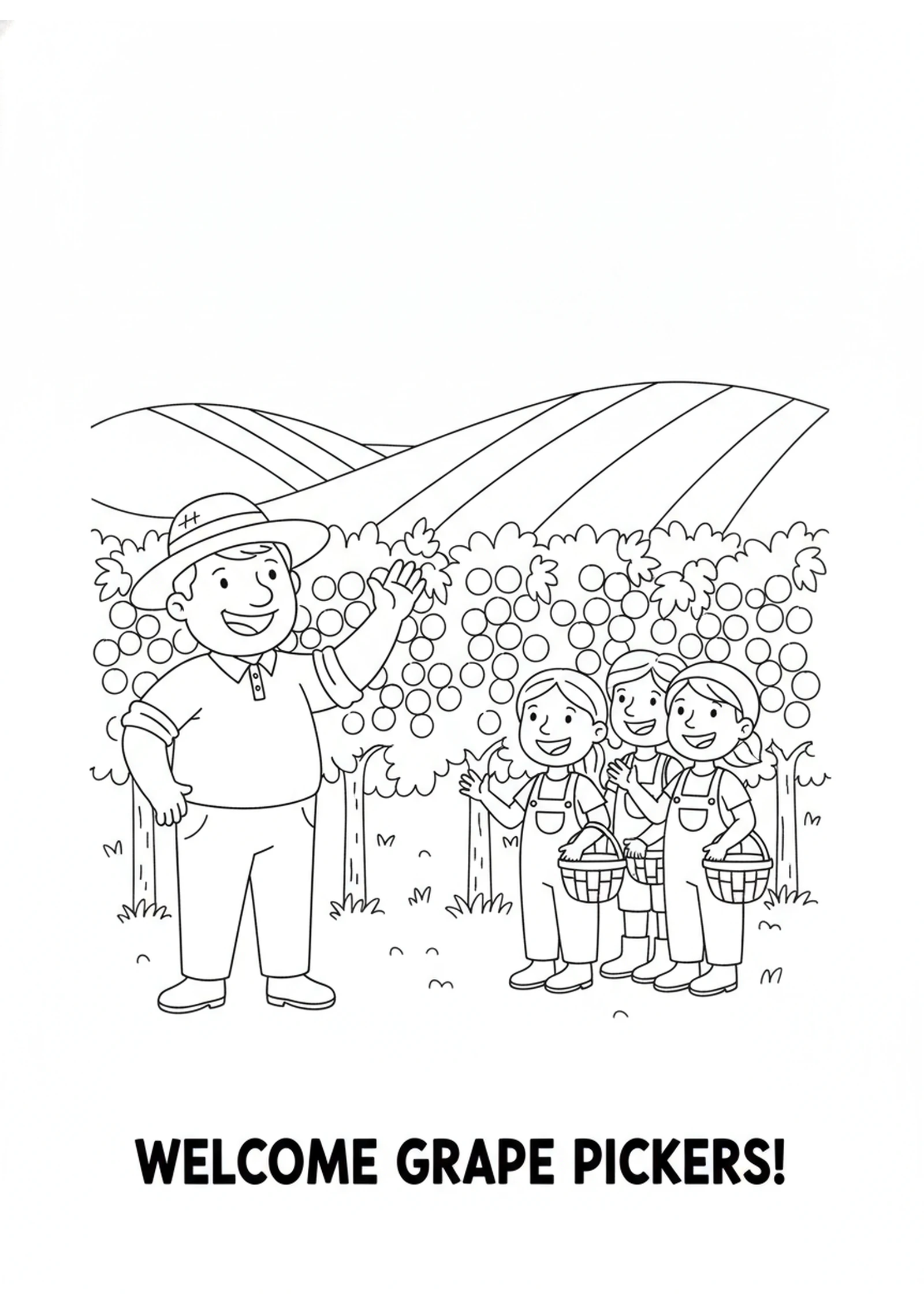 The Vineyard Owner Calls the Workers — printable Bible coloring page from The Workers in the Vineyard