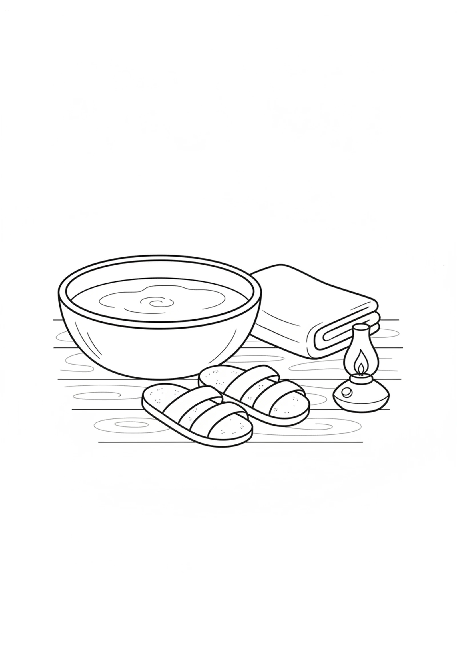 The Towel and the Bowl — printable Bible coloring page from Jesus Washes the Disciples’ Feet