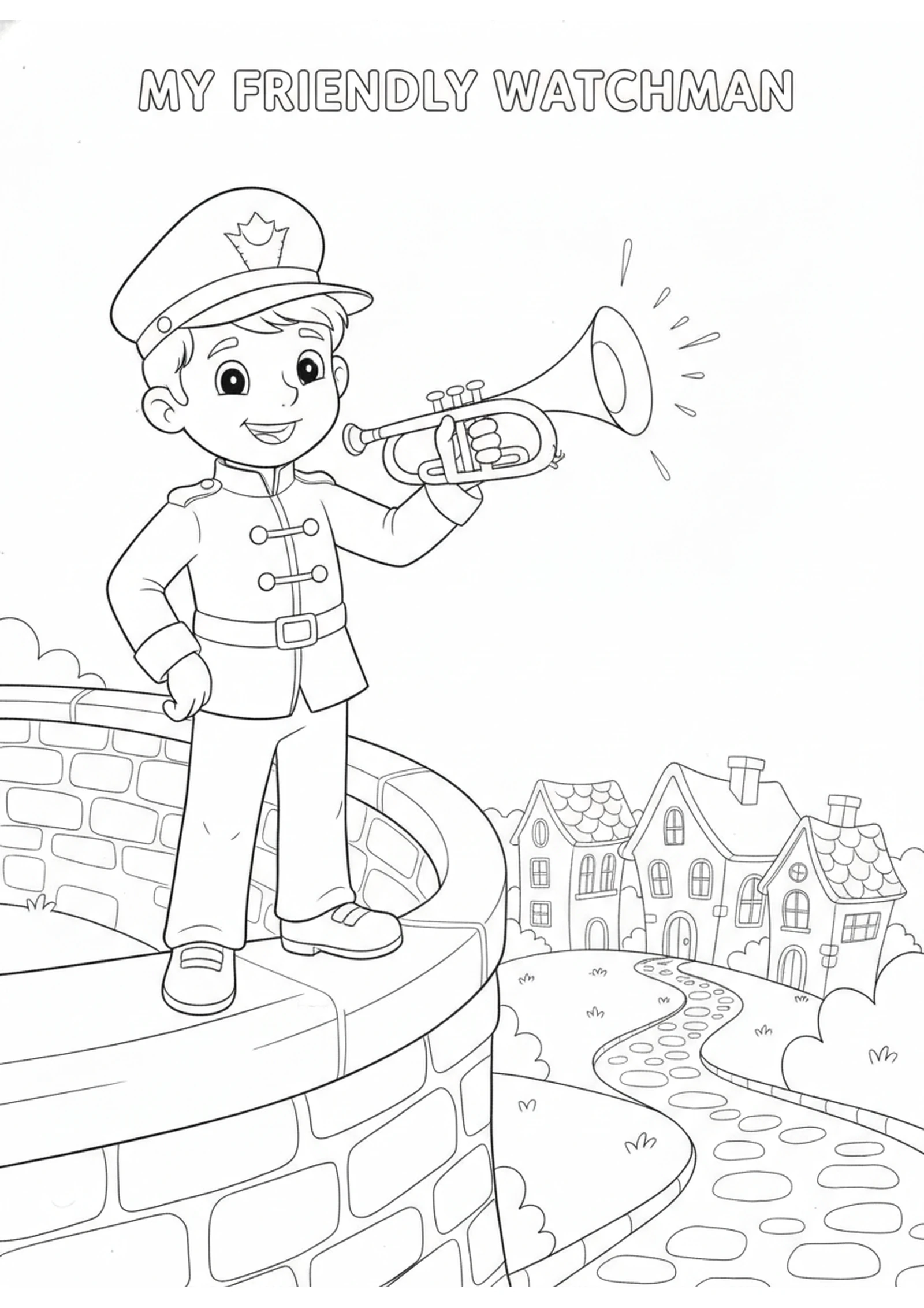 Ezekiel the Watchman on the Wall — printable Bible coloring page from Ezekiel, the Watchman