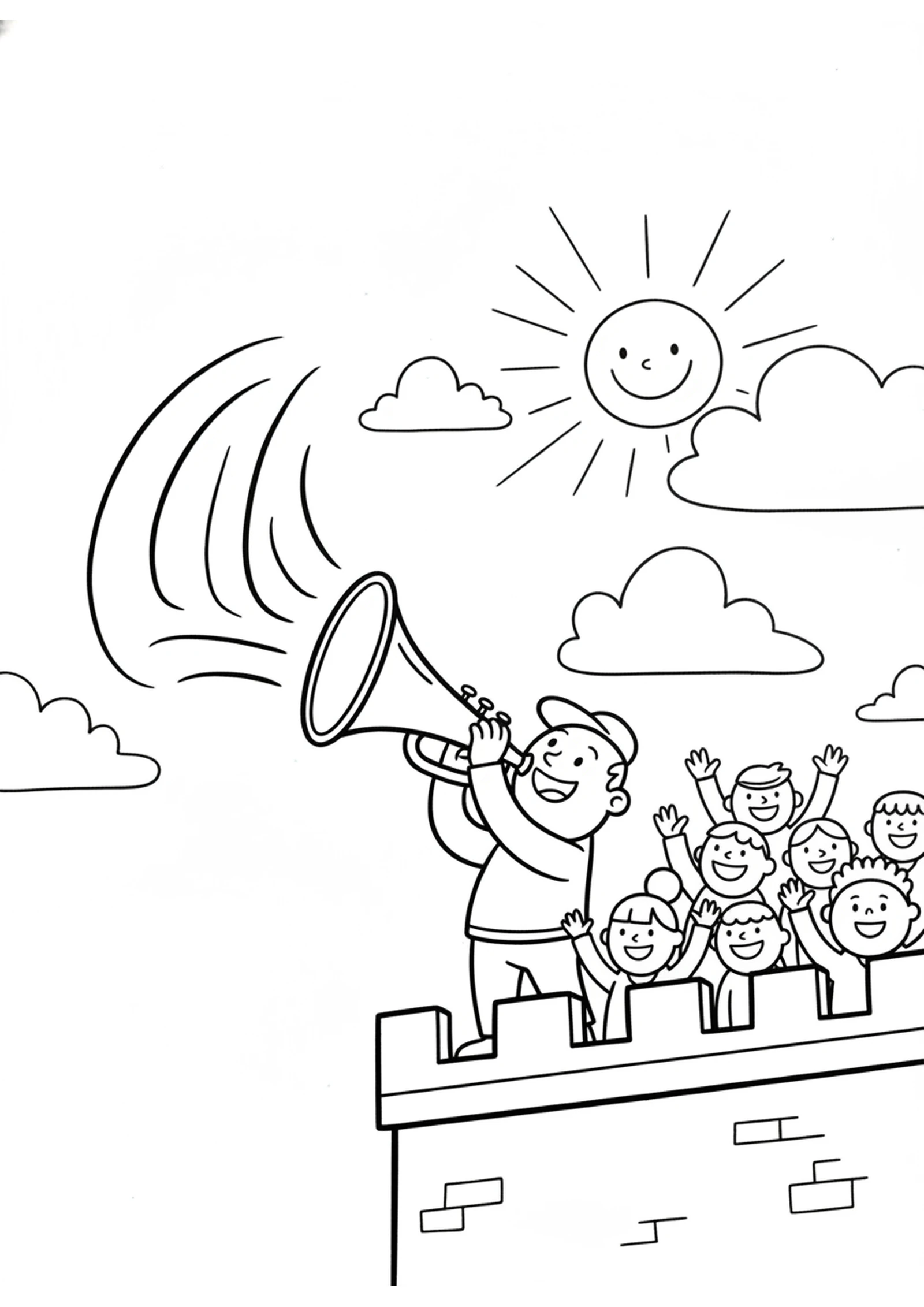 The Watchman's Trumpet Call — printable Bible coloring page from Ezekiel, the Watchman