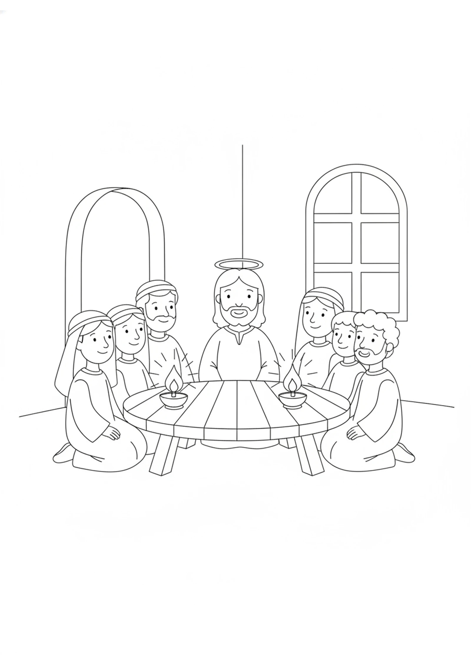 Jesus Comforts His Friends — printable Bible coloring page from I Am the Way, the Truth, and the Life