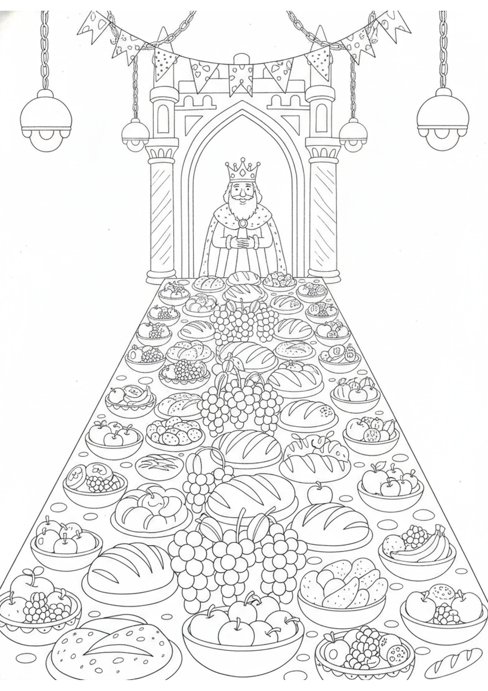 The King's Great Feast — printable Bible coloring page from The Wedding Feast