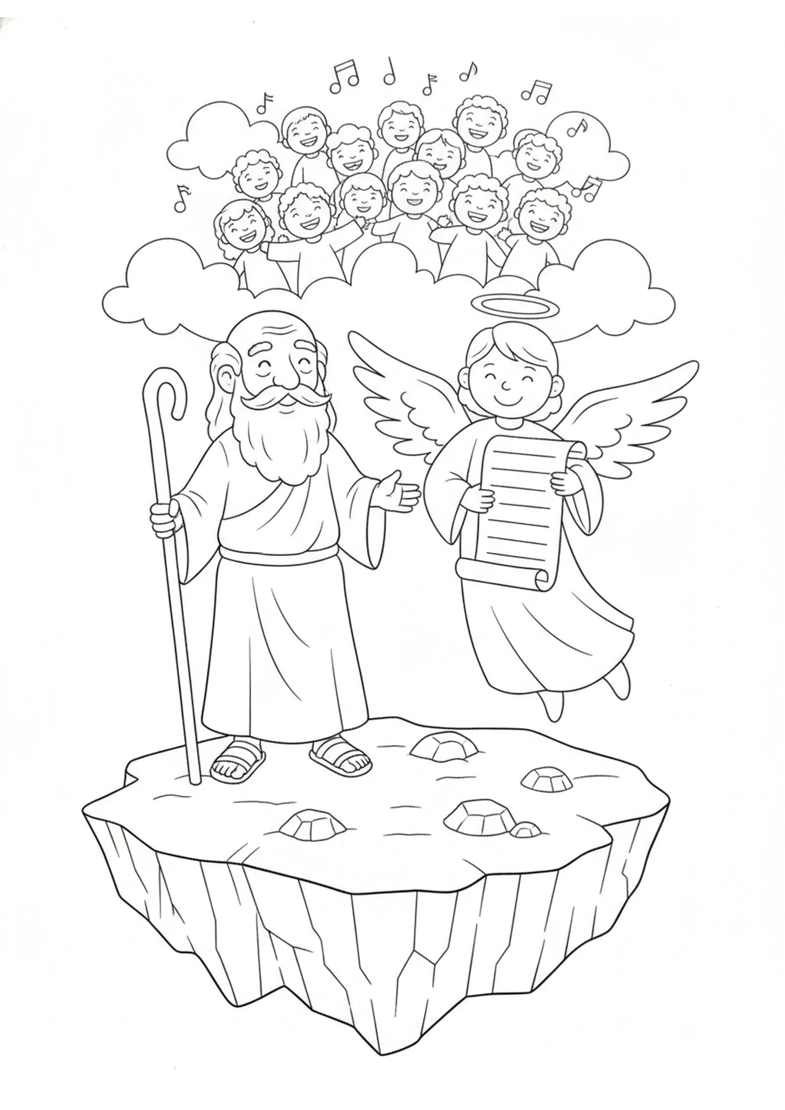 John and the Shining Angel — printable Bible coloring page from The Wedding Supper of the Lamb