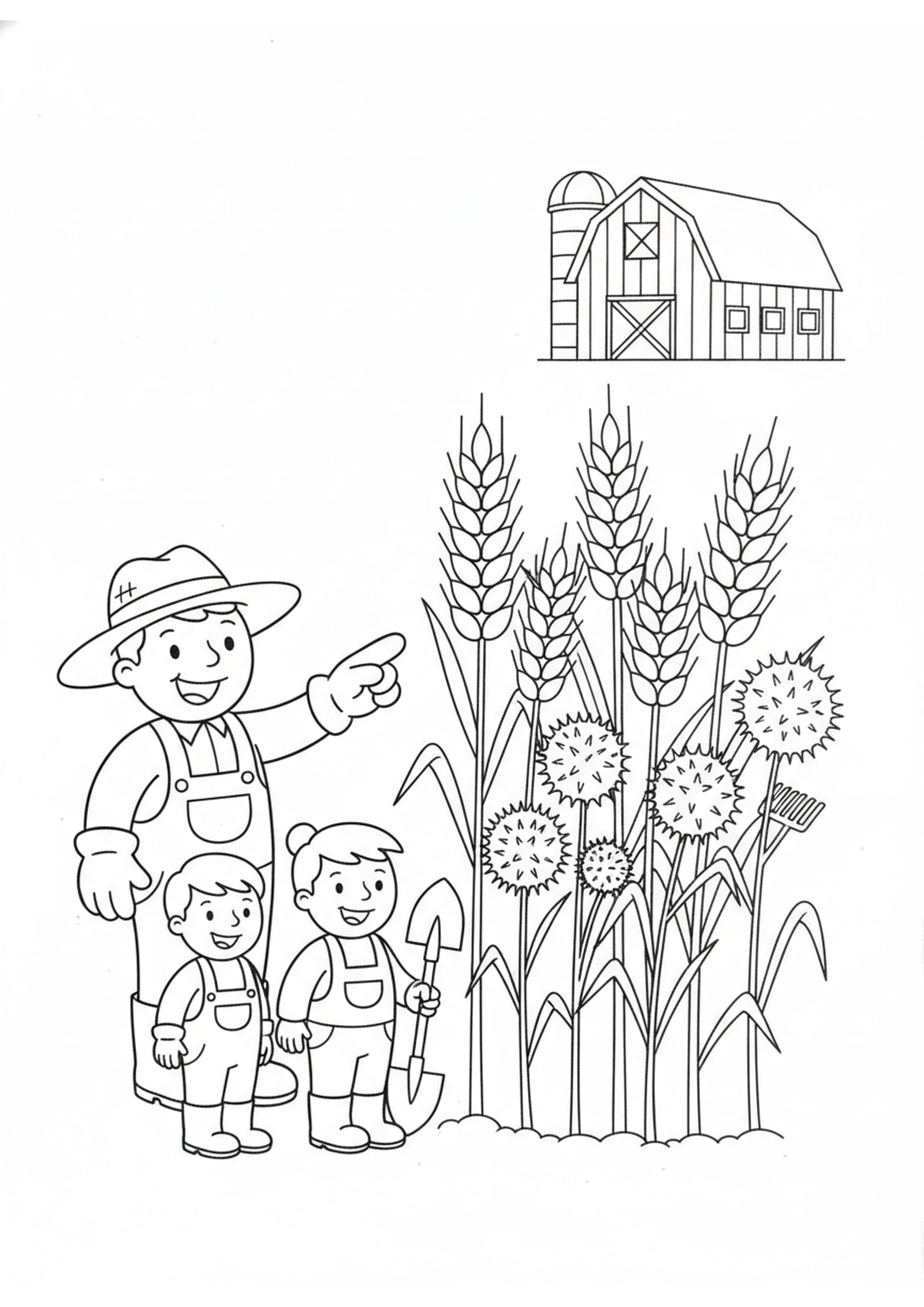Wheat and Weeds Growing Together — printable Bible coloring page from The Weeds Among the Wheat