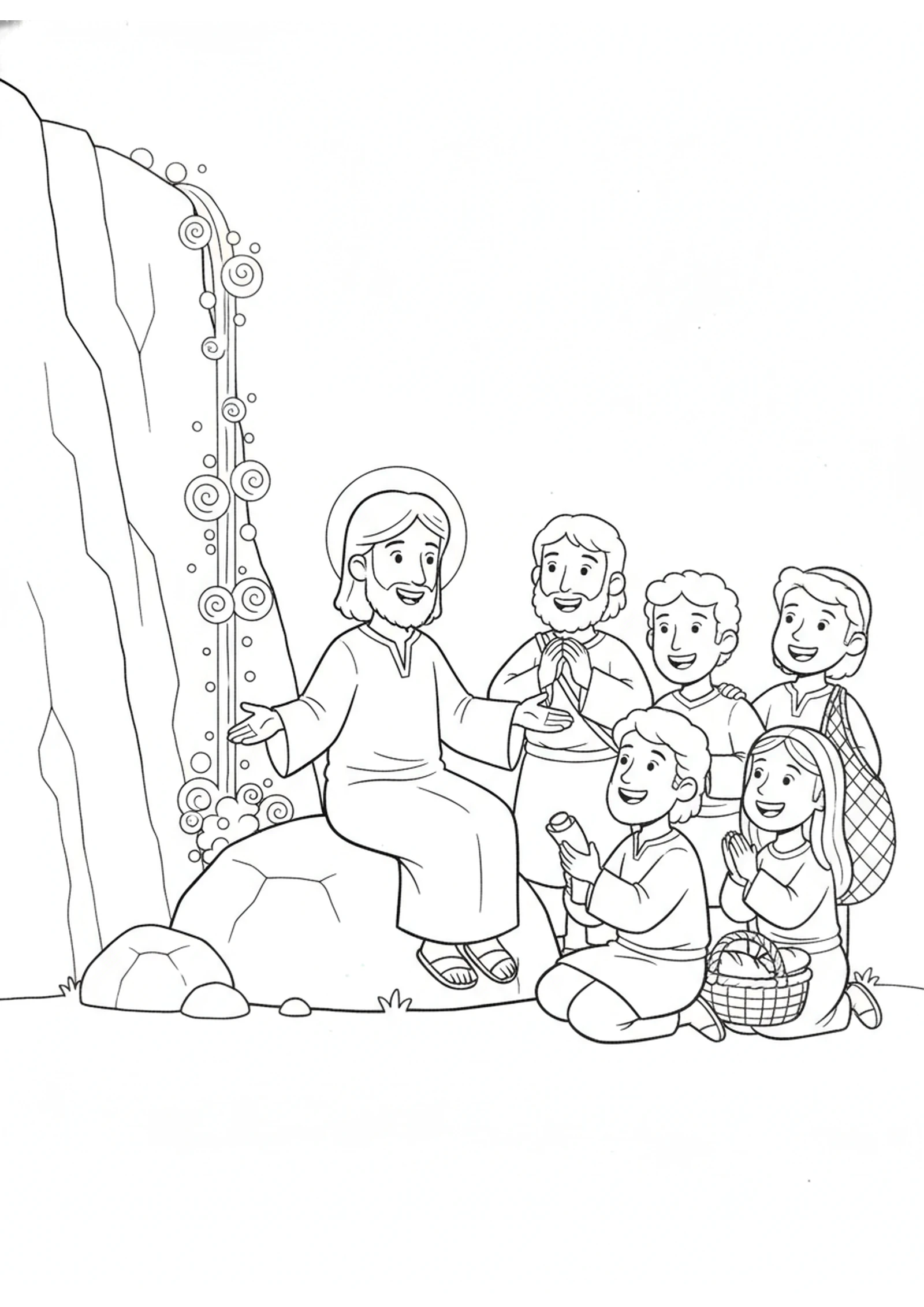 Jesus Asks His Friends — printable Bible coloring page from Who Do You Say I Am?