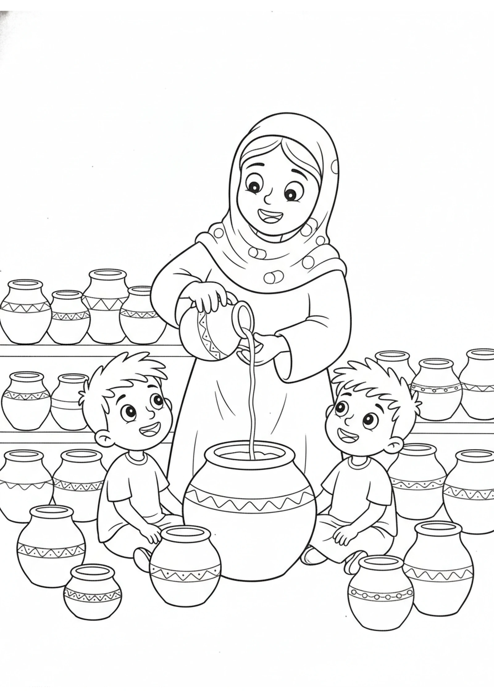 The Never-Ending Oil — printable Bible coloring page from The Widow’s Oil That Didn’t Run Out