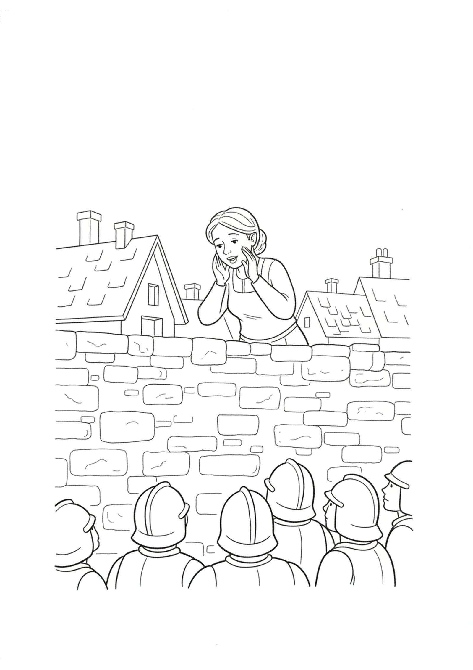 The Wise Woman on the Wall — printable Bible coloring page from The Wise Woman Who Saved Her City