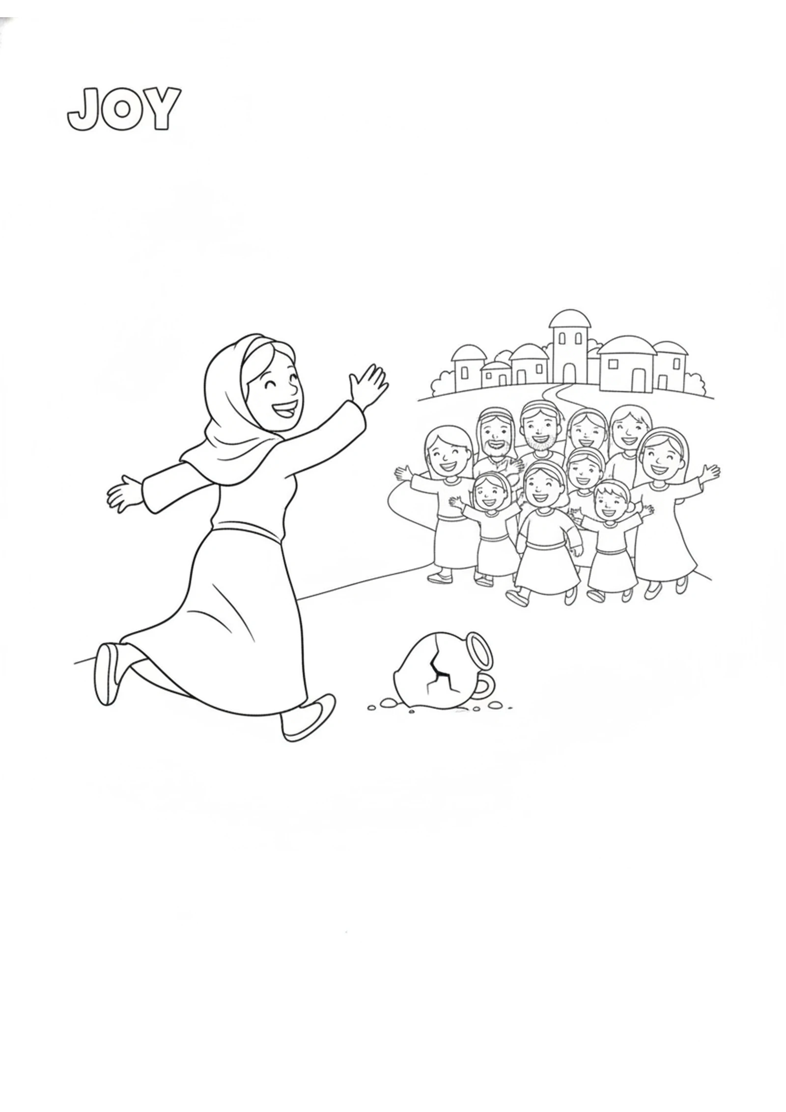 Sharing the Good News — printable Bible coloring page from The Woman at the Well