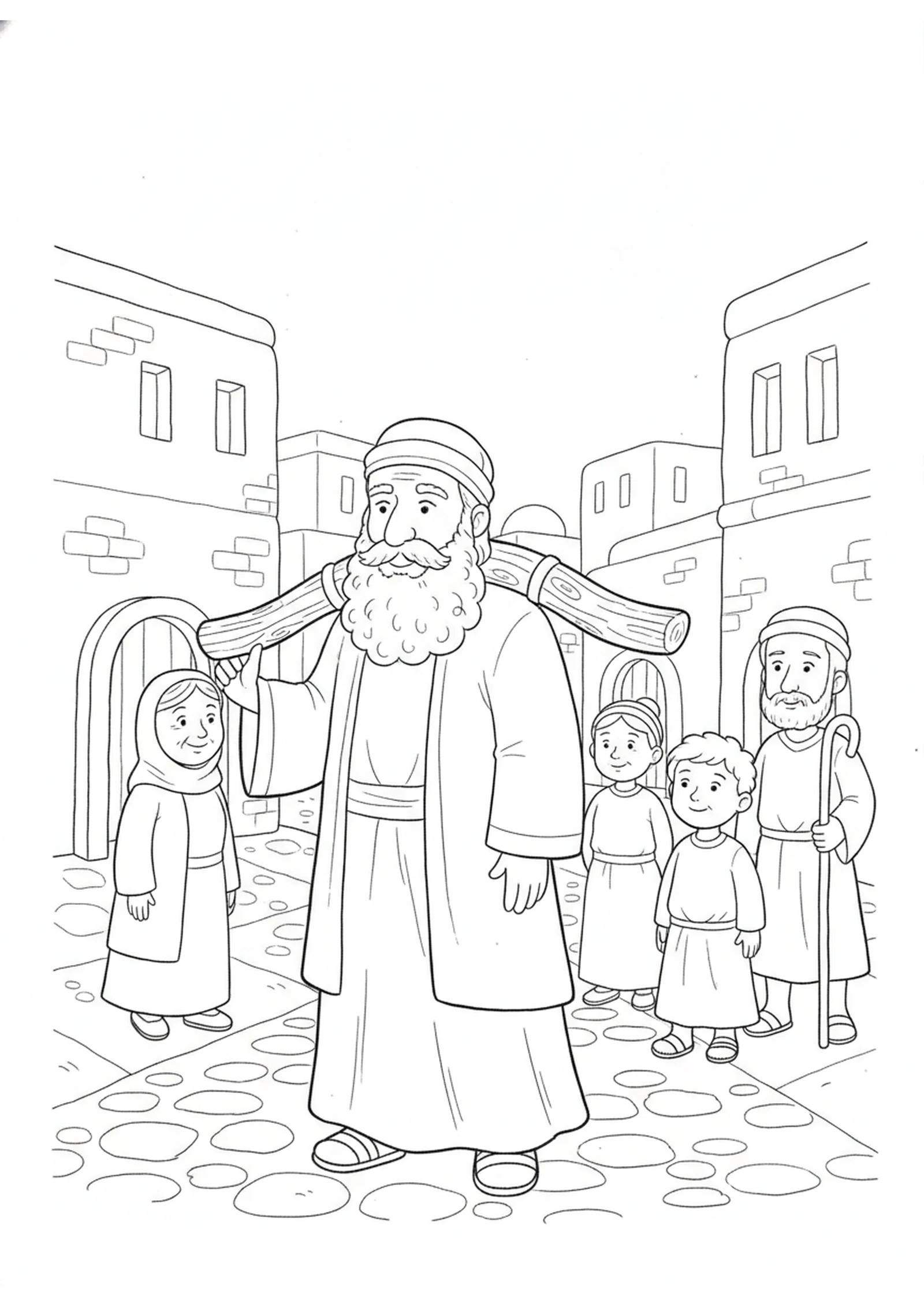Jeremiah Wears the Wooden Yoke — printable Bible coloring page from The Prophet and the Wooden Yoke