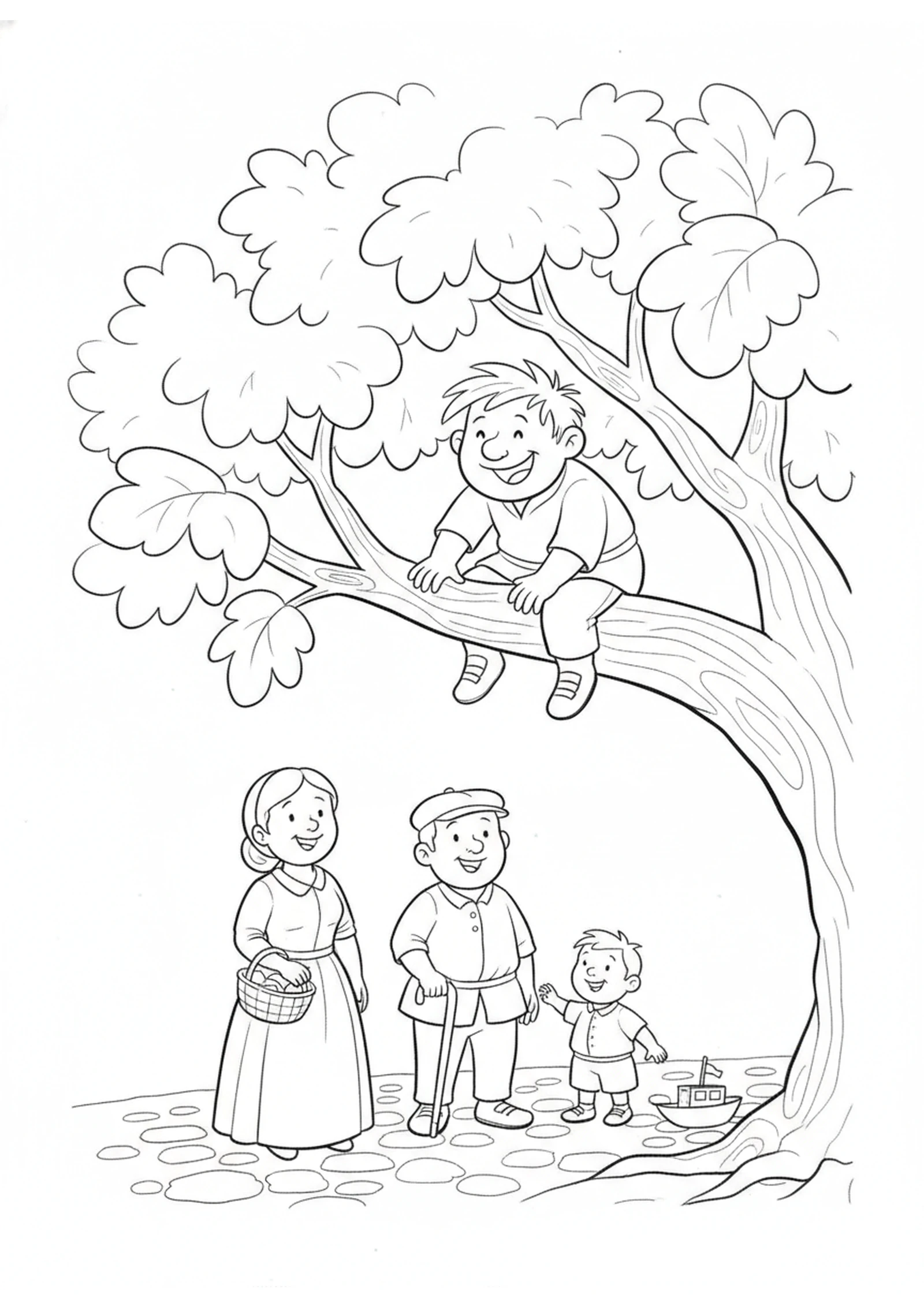 Zacchaeus Up the Tree — printable Bible coloring page from Zacchaeus the Tax Collector