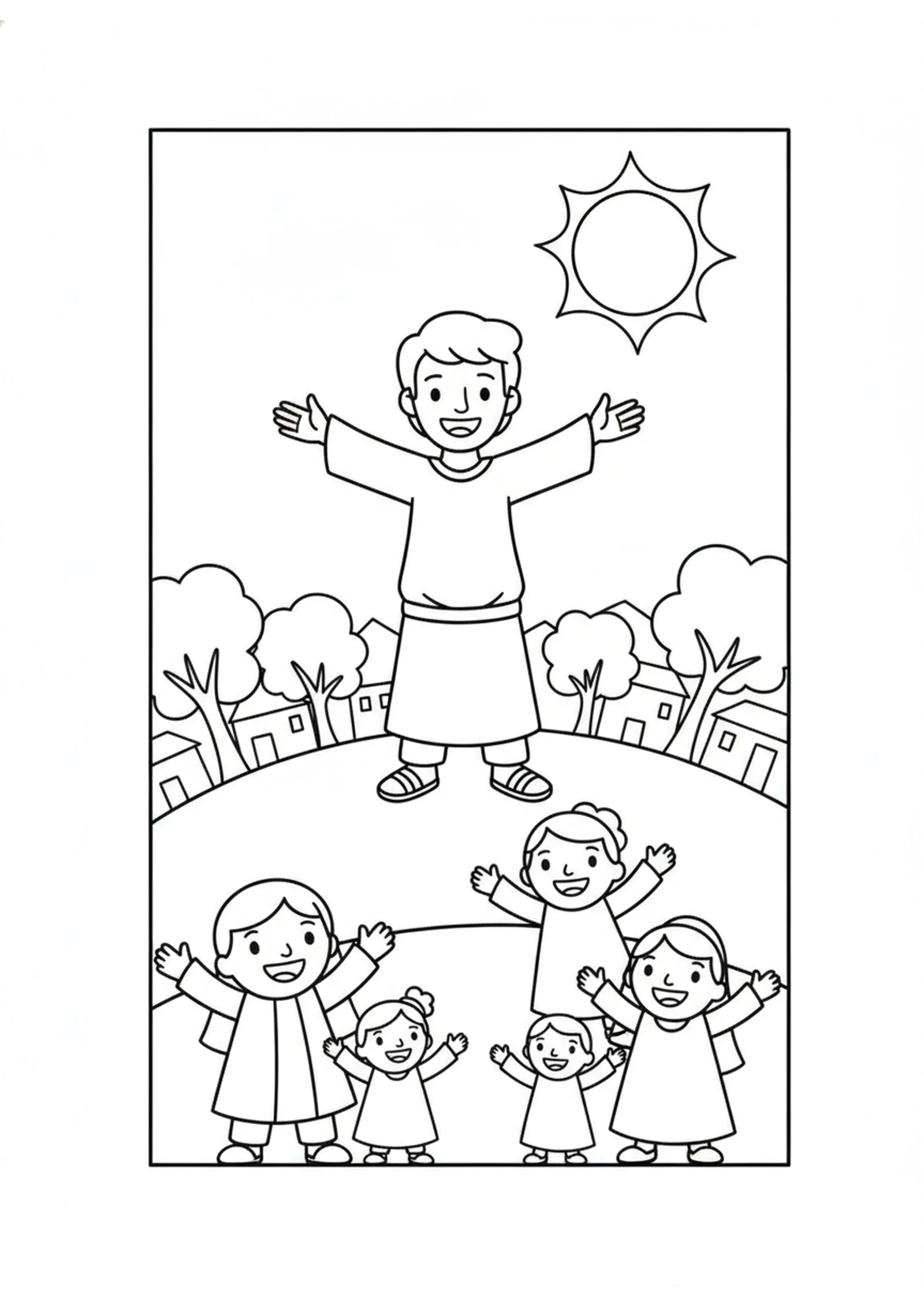 Zephaniah Shares God's Message — printable Bible coloring page from Zephaniah — God Sings Over His People